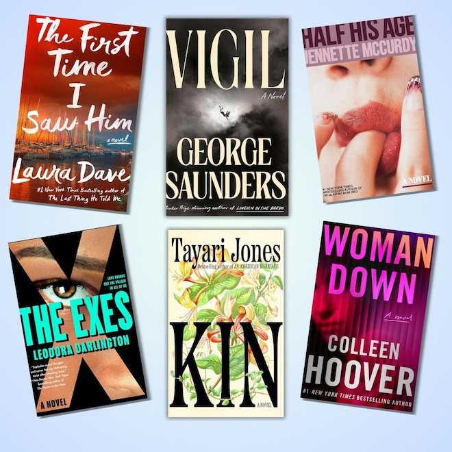 2026 Winter Books: Laura Dave's The First Time I Saw Him; George Saunders' Vigil' Jennette McCurdy's Half His Age, Leodora Darlington's The Exes; Tayari Jones's Kin; Colleen Hoover's Woman Down